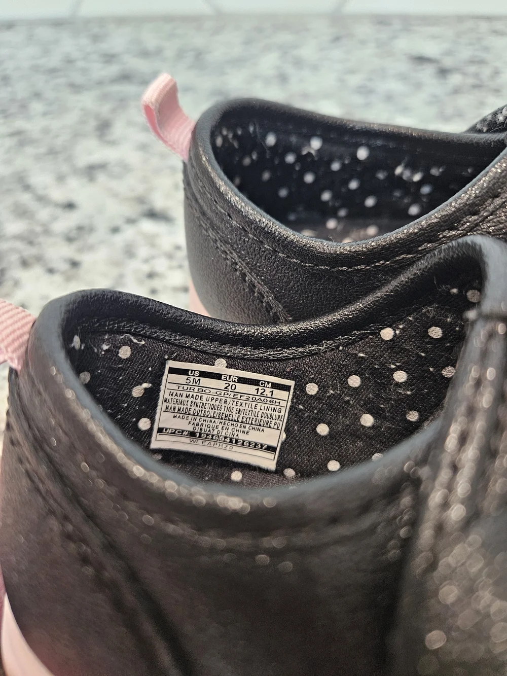 Carter's Black Baby Shoes with Pink Sole and Bow Size 5